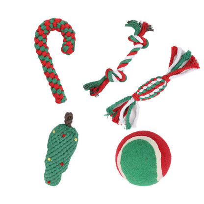 Pet Toys Christmas Series Christmas Combination Cotton Rope Toys Teeth Cleaning Teeth Grinding Dog Toys