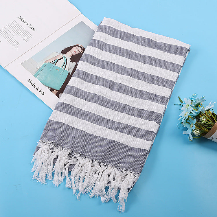 Turkish Beach Towel Striped Fringe Quick-Dry Large Size Cotton Bath Towel Multiple Styles Wholesale