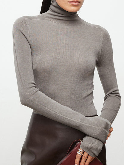 Minimalist Wool Seamless Knit  Base Layer Top Long Sleeve