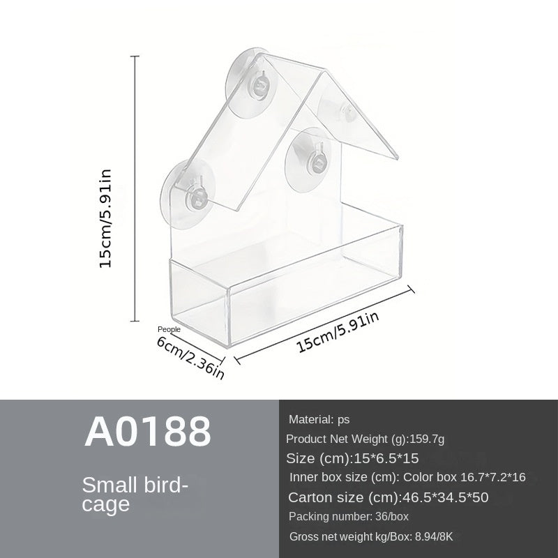 Plastic Bird Cage Outdoor Adhesive Hummingbird Feeder Full View Transparent Organic Glass Bird Nest