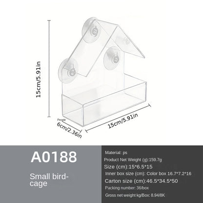 Plastic Bird Cage Outdoor Adhesive Hummingbird Feeder Full View Transparent Organic Glass Bird Nest