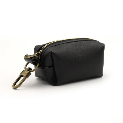 Simple Solid Color Pet Poop Bag Holder Portable Dog Walking Waste Bag Dispenser Storage Pouch