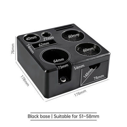 Universal Coffee Tamping Station: 51/53/54/58mm Distributor & Tamper Stand with Multi-Functional Storage Rack