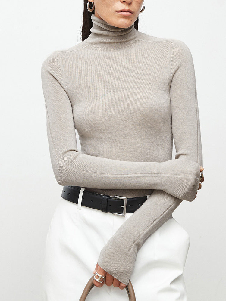 Minimalist Wool Seamless Knit  Base Layer Top Long Sleeve