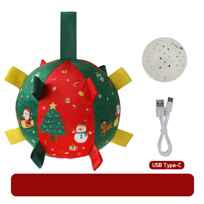 Christmas style dog toy ball outdoor sports ball self fun grinding plush ball small and medium-sized dog training pet toy