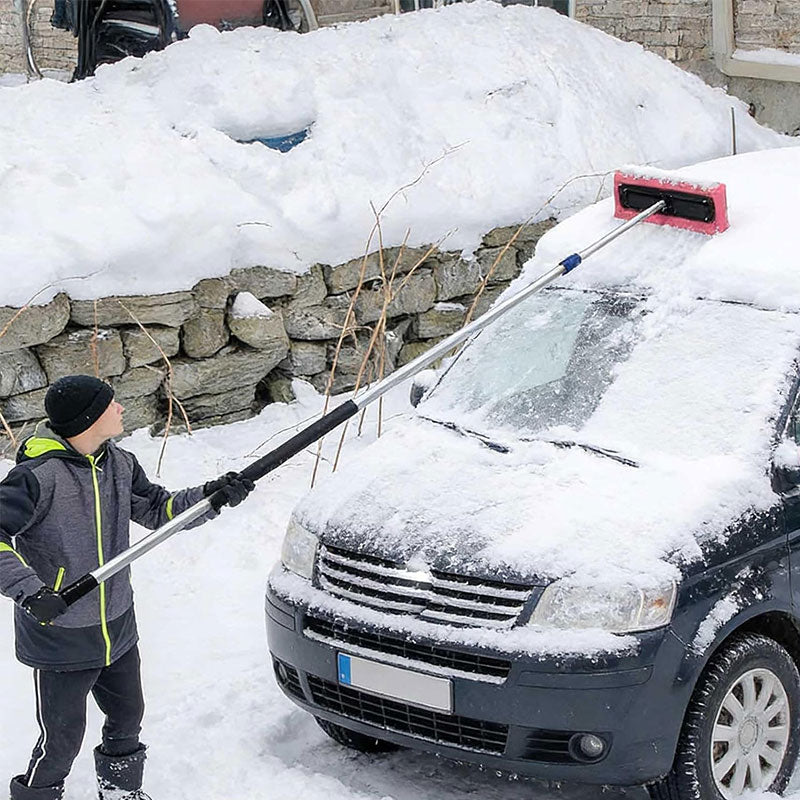 High-Altitude Snow Removal Tool with Lightweight Foam Head - Safe for Roofs, Gutters, and Cars