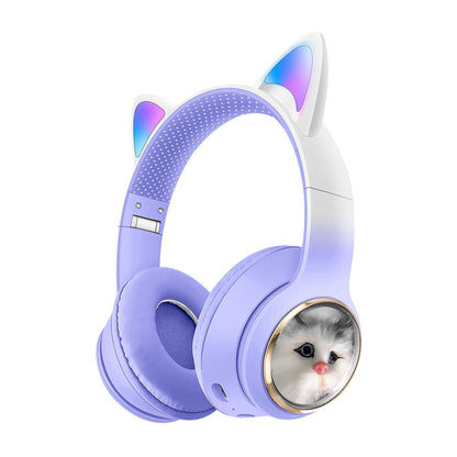 AKZ-09 Earphones Space Cabin Cartoon Simulation Cat Bluetooth Headwear Large Battery Earphones Foldable