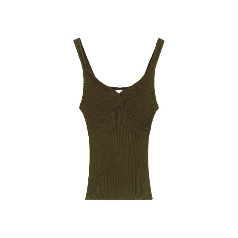 V-neck Red Inner Crop Top with Unique