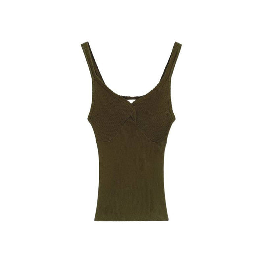 V-neck Red Inner Crop Top with Unique