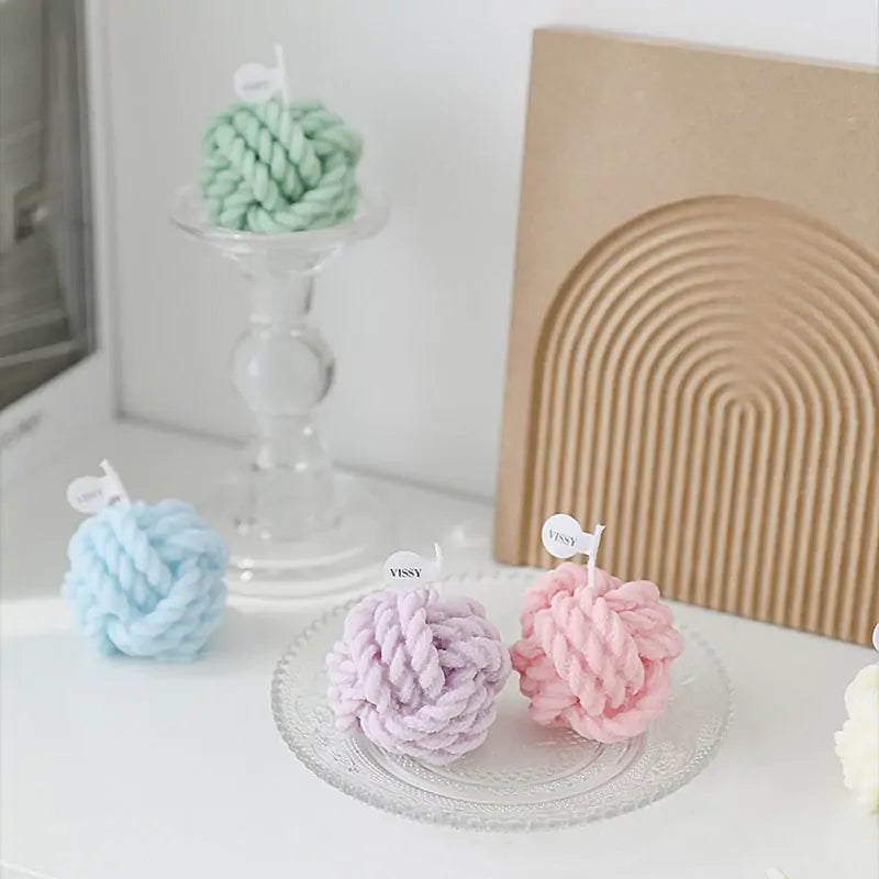 Handmade Wool Ball Candle