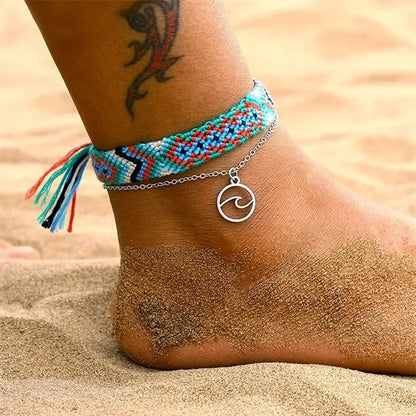 2020 New Bohemian Wave Anklets for Women - Handmade Cotton Foot Jewelry