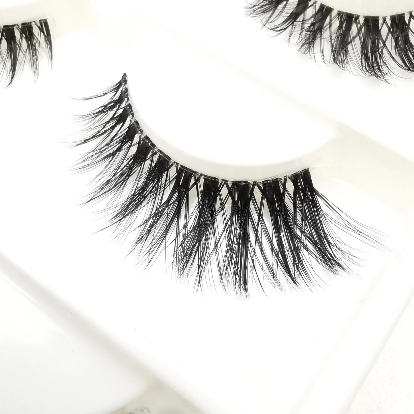 Handmade Stage Nude False Eyelashes with Transparent Stems - 3 Pairs