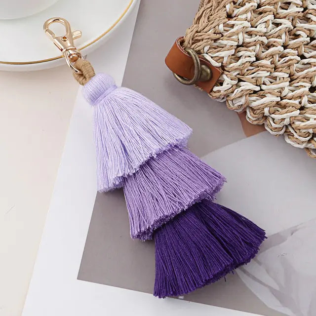 Multicolor Handmade Layered Tassel Keychain