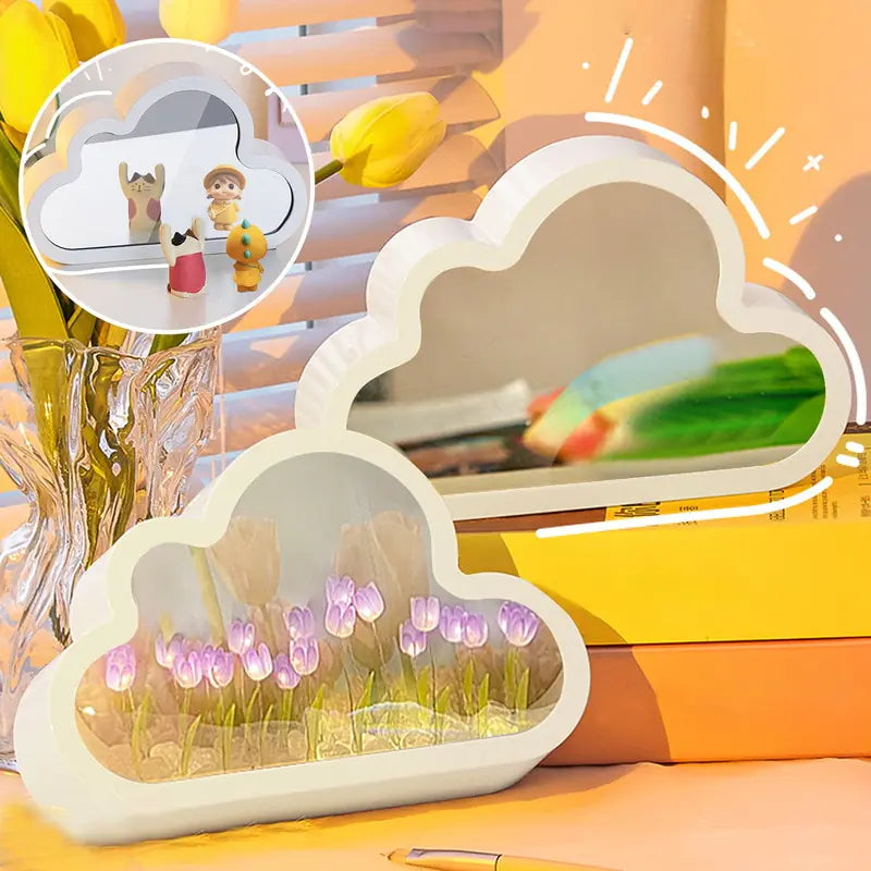 Handmade Cloud Tulip Mirror Night Light