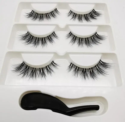 Handmade Stage Nude False Eyelashes with Transparent Stems - 3 Pairs