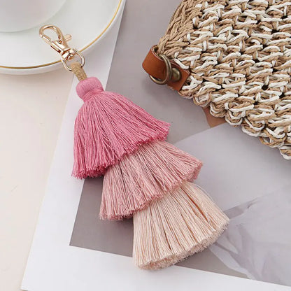 Multicolor Handmade Layered Tassel Keychain