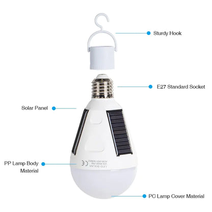 Rechargeable LED Bulb E27 12W Solar Lamp