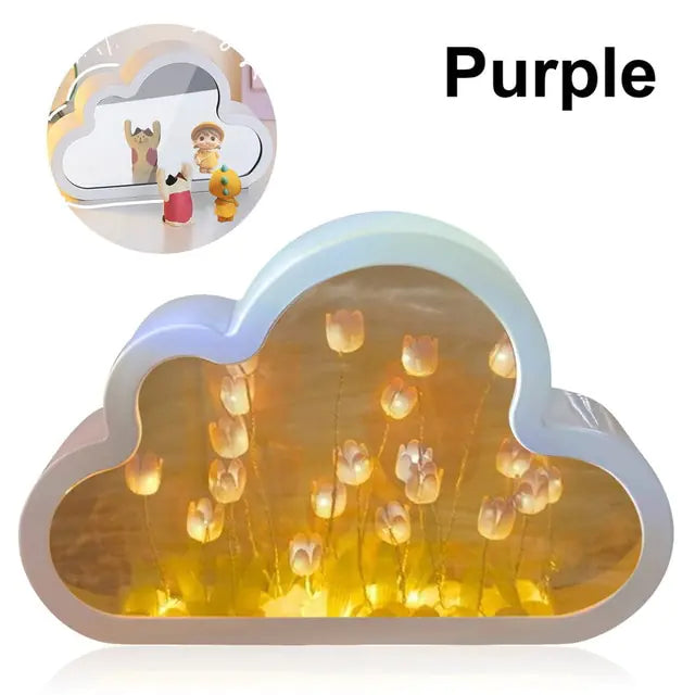 Handmade Cloud Tulip Mirror Night Light