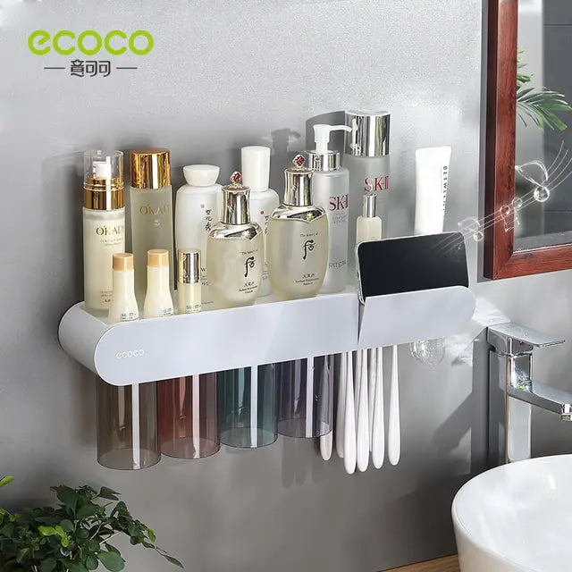 ECOCO 2/3/4 Cups Magnetic Adsorption Toothbrush Holder Automatic Squeezer