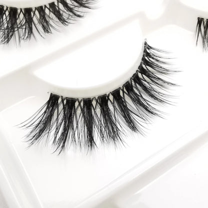 Handmade Stage Nude False Eyelashes with Transparent Stems - 3 Pairs