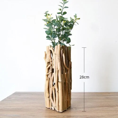 Handmade Solid Wood Geometric Vase