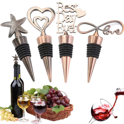 Zinc Alloy Wine Stopper Crystal Wine Champagne Bottle Stopper Vacuum Sealed Wedding Heart Gift  Wine Pourer Stopper Dropshipping