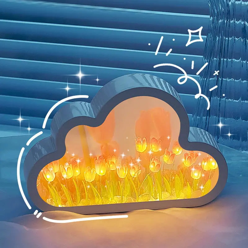 Handmade Cloud Tulip Mirror Night Light