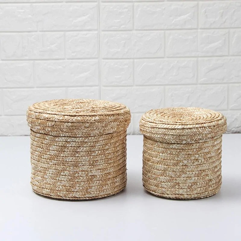 Handmade Straw Woven Storage Baskets