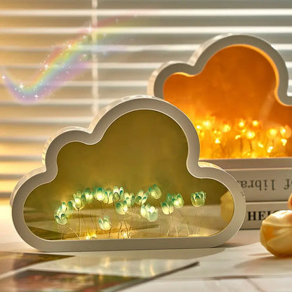 Handmade Cloud Tulip Mirror Night Light